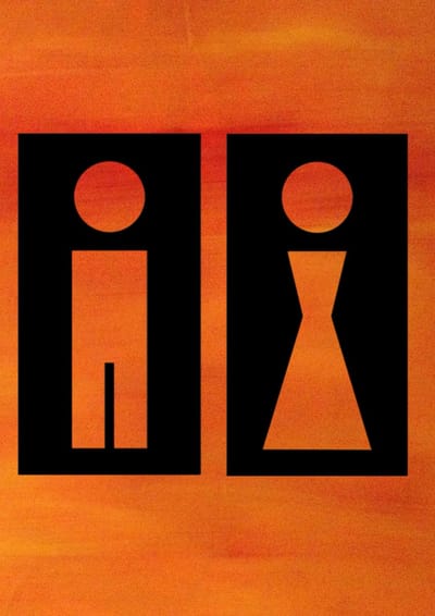 Djemzy - deur bordje - toilet bordje - wc bordje - hout - Toilet bordje man en vrouw abstract in rechthoek - zwart - 6mm mdf