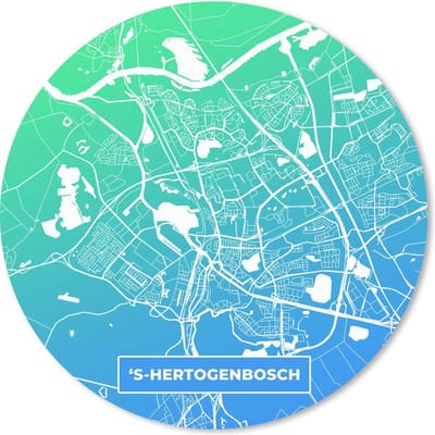 Muismat rond 20x20 cm - Mousepad Stadskaart 's-Hertogen - Nederland - Blauw - Ronde muismatten