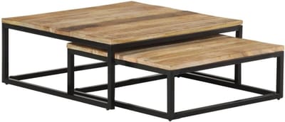 Salontafel set - Bijzettafels Koffietafels - Woonkamer Decoratie - Handgemaakt Uniek - 70 x 68 x 27 cm - Houtkleur