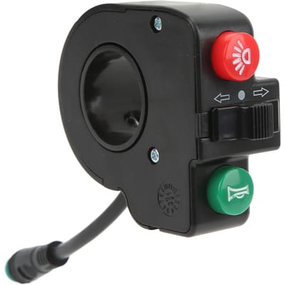 Interrupteur de Klaxon de Scooter Matériau Plastique Connecteur Étanche 5 broches Interrupteur à Bouton Remplaçable 3 en 1 pour KUGOO M4 pour M4 PRO black