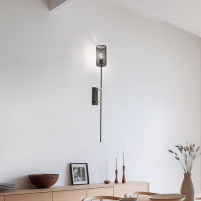 Luminex Wandlamp Alek zwart/messing in fakkelvorm