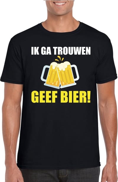 Ik ga trouwen - geef bier - t-shirt - zwart - voor heren - vrijgezellenfeest - voor de bruidegom S