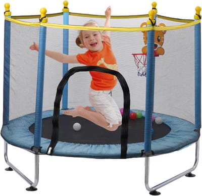Trampoline Kind 140 cm met Veiligheidsnet en Basketbalmand - Binnen en Buiten Speelgoed