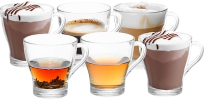 Vivalto Design Koffie/thee glazen met oor - 6x stuks - glas - 280 ml