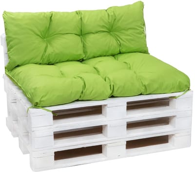 Kussenset - tuinpallet - groen - kussen tuinstoel - kussens tuinstoelen - kussens - buiten - tuin - zomer