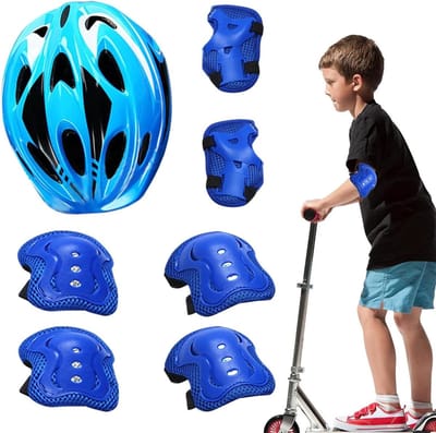 Beschermende uitrusting set - Helm en kniebeschermers - Veilig sporten - Lichtgewicht en luchtig - Voor 3-12 jaar - Blauw