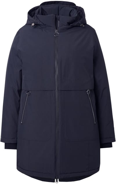 Ulla Popken - Dames - HYPRAR functionele mantel waterdicht capuchon - Zwart - Maat 46+
