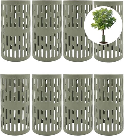 Boomstam Beschermers - Plantenhoezen - Bescherming Jonge Bomen - Stapelbaar En Uitbreidbaar - 20cm Hoogte - Grijs