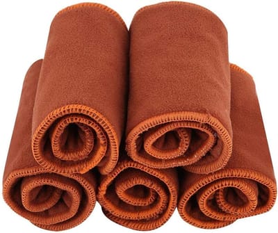 Set van 5 wasbare babyluiers van zacht bruin bamboe met 4 lagen - herbruikbare luier van stof met voering en kussen voor baby's