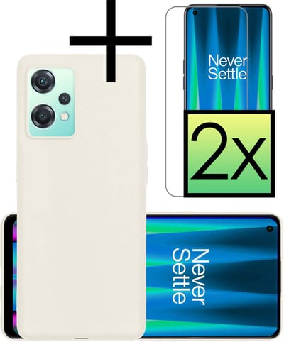 Hoesje - Met 2x Screenprotector - Geschikt voor OnePlus Nord CE 2 Lite - Sterk & Shockproof - Back Cover - Siliconen Case - Telefoon Hoes - Wit