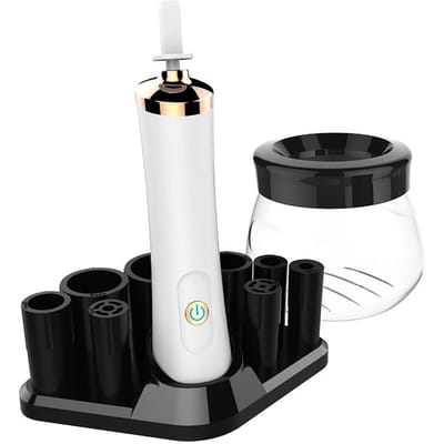 Professionele Elektrische Make-up Kwastenreiniger Wimperlijm Schudder Machine Snel Wassen en Drogen Make-up Tool Kwastenreiniger wit