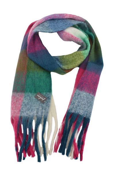 Sjaal Geblokt - Blauw/Roze | Polyester | 210 x 38 cm | Fashion Favorite