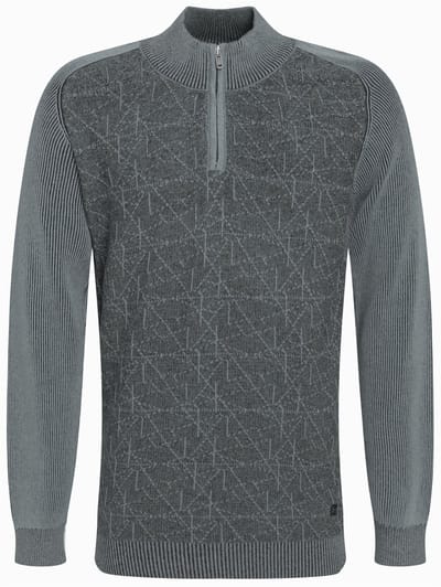 Gabbiano Trui Geometrisch Structuur Halfzip Trui 615769 5703 Teal Blue Mannen Maat - L