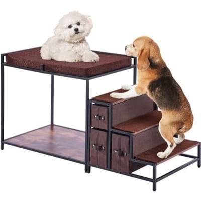 VEVOR Stapelbed voor huisdieren met trap, vensterbank voor honden/katten met opbergruimte, bed met meerdere niveaus, hondensofa, zitplatform voor middelgrote huisdieren, 1245 x 500 x 660 mm