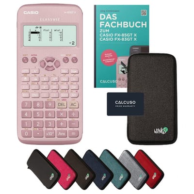 Casio fx-83GT X incl. beschermhoes Donkergrijs & vakboek (64 pagina's, DIN A5) – Wetenschappelijke rekenmachine – Smart Set