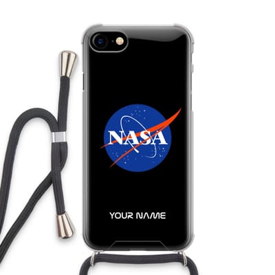 Gepersonaliseerd - Case Company® - Hoesje met koord geschikt voor iPhone SE 2020 hoesje met Koord - NASA - Telefoonhoesje met Zwart Koord - Extra Bescherming aan alle Kanten en Over de Schermrand