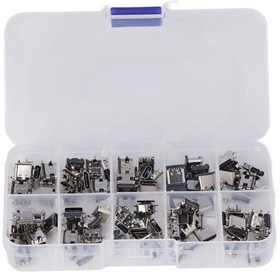 Dailygoods - Type C USB Connector - 100 Stuks Assortiment - Hoogwaardige Materialen - Compact en Lichtgewicht - Geschikt voor Soldeerwerk - 10 Modellen