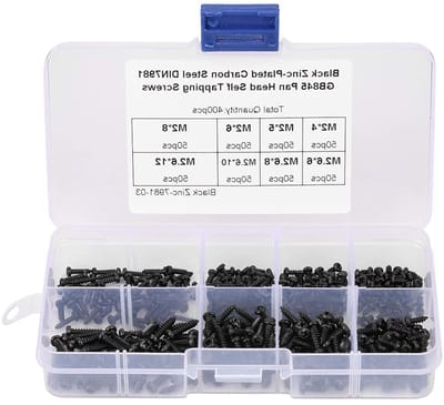 400 Stuks Zwarte M2/M2.6 Pan Head Zelftappende Schroeven Set - Assortiment voor Klusprojecten, Bevestigen en Montage