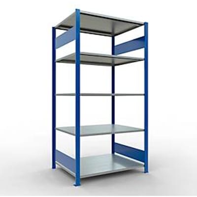 Legbordstelling MULTIplus150 - 5 legborden - L 2000 x B 800 x H 2000 mm - draagvermogen 150 kg - gentiaanblauw RAL 5010