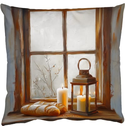 Sierkussens - Kussentjes Woonkamer - 50x50 cm - Stilleven - Rustiek - Kaarsen - Broden - Raam
