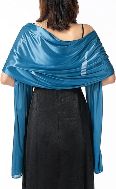 Dames sjaal - Stola omslagdoek - Stijlvol combineren - Zijdezachte satijn - 200 x 70 cm - Blauwgroen