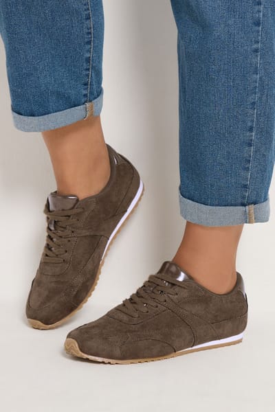 Yours Chocoladebruine Slanke Zool Sneakers In Brede Epasvormsize 39EEE