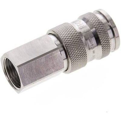 RVS DN 7.8 Luchtkoppeling Snelkoppeling G 3/8 inch Binnendraad - CLS7-F-SSL-SV-P-BL-038