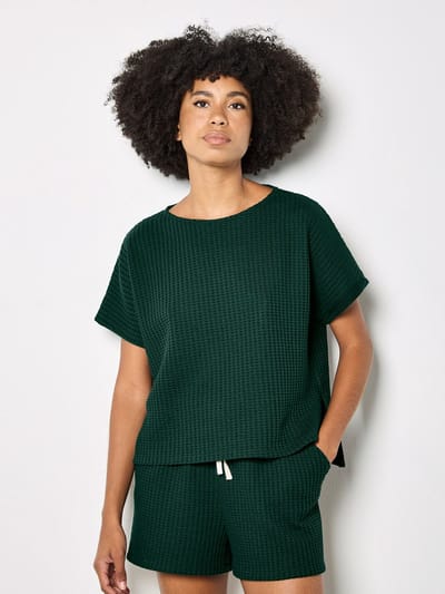 Oversized katoenen T-shirt met wafelstructuur