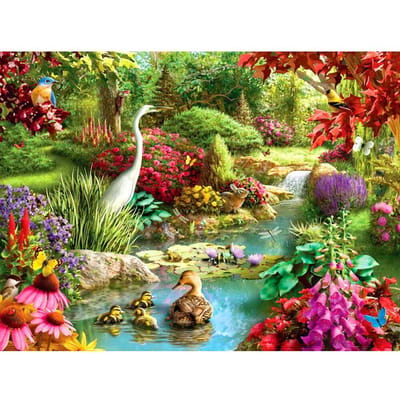Diamond Painting Vol Rond Landschap Eend Diamant Borduurwerk Landschap Foto's van Strass 20X30CM black