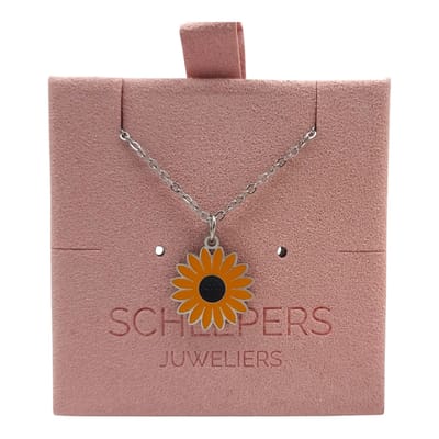 Ketting voor meisje – zonnebloem bloem hanger – Verstelbare lengte 40 + 5 cm – Premium gepolijst staal