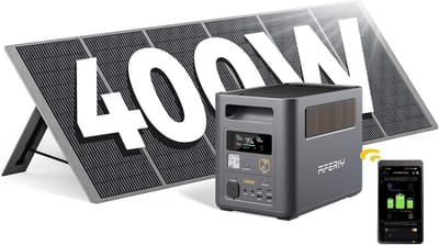 AFERIY P180 Pro - Draagbare Powerstation met Zonnepaneel - 1800W 1024Wh LiFePO4 - Uitbreidbaar tot 5120Wh - Snelladen in 1 Uur met 400W Zonnepaneel