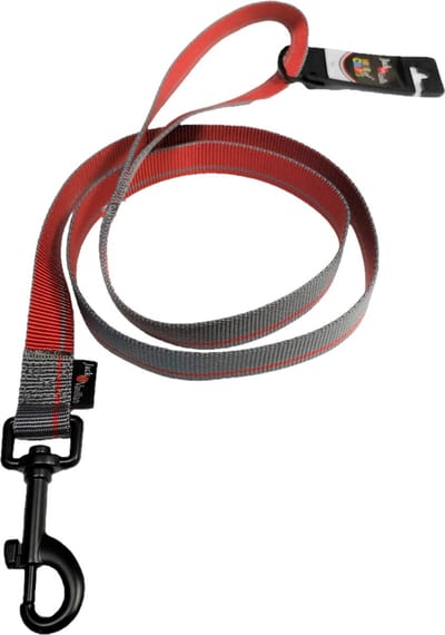 Jack and Vanilla Hondenriem - Nylon hondenriem - Honden riem - Maat M - 120 cm - Rood / Grijs