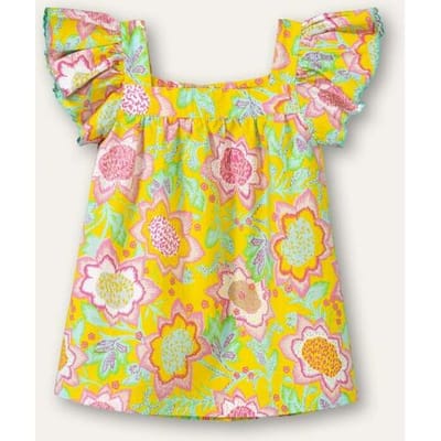 Oilily Boldy Blouse - Blouses - Vlindermouwen - Meisjes - Kinderen - Regular Fit - Geel - 92/2T