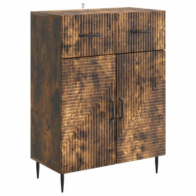 vidaXL - Dressoir - Gerookt - eiken - 66 - x - 34,5 - x - 89,5 - cm - Bewerkt - hout