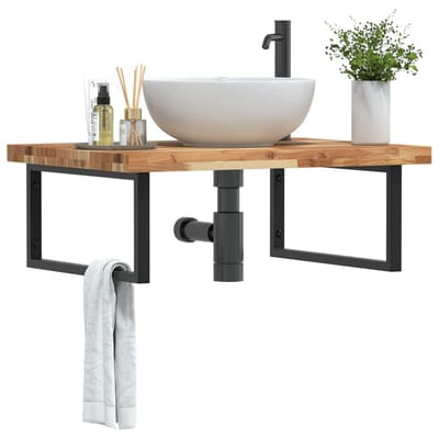vidaXL - Badkamer - wandschap - staal - en - massief - acaciahout