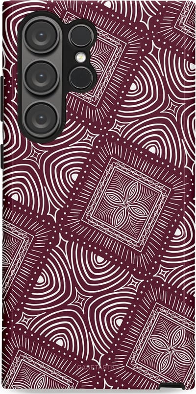 Casetastic Hoesje Geschikt voor Samsung S23 Ultra - Stijlvolle Beschermende Duo-layer Case - Bohemien Rood Design