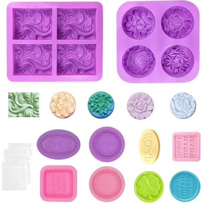 Set van 6 DIY Siliconen Zeepvormen met Antiaanbaklaag, BPA-vrij en Geschikt voor Chocolade en Taartdecoratie