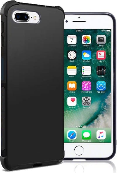 HB Hoesje Geschikt voor Apple iPhone 7 Plus / 8 - Plus - Zwart - Anti Shock Hybrid Back Cover
