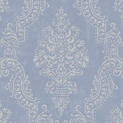 Barok behang Profhome 397652-GU vliesbehang gestructureerd met ornamenten glinsterend purper pastelkleur parelwit 5,33 m2