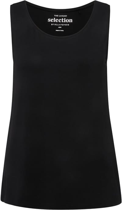 Ulla Popken - Dames - top stretch zijsplitten crêpe kwaliteit selection - Zwart - Maat 42+