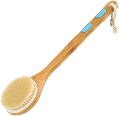 Lange Houten Doucheborstel Dubbelzijdig - Rugschrobber voor Peeling en Reiniging Mannen & Vrouwen
