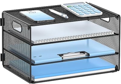 3-Laags Brievenlade Papier Organizer met Handvat - Stijlvolle Bureau Organizer voor School, Kantoor en Thuis