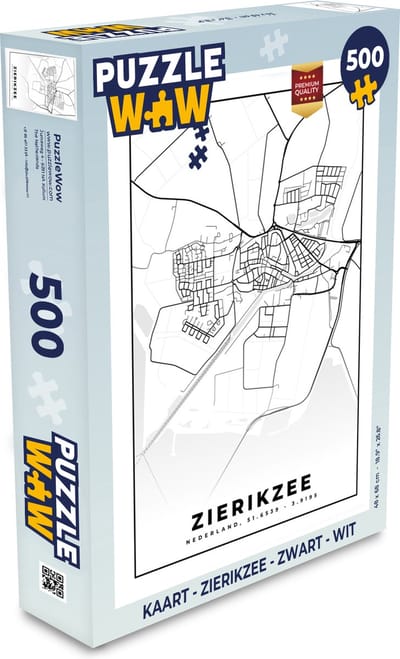 Puzzel Kaart - Zierikzee - Zwart - Wit - Legpuzzel - Puzzel 500 stukjes