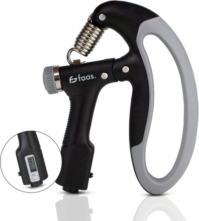 Handtrainer - Verstelbare Handtrainer 10 tot 100 KG - Handknijper - Ergonomisch Ontwerp - Automatische Teller - Verstelbare Handtrainer - Zwart - Faas