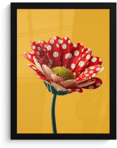 Poster in lijst - Fotolijst 30x40 cm - Posters - Bloem - Rood - Stippen - Posterlijst zwart - Decoratie - Wanddecoratie woonkamer - Muurdecoratie slaapkamer