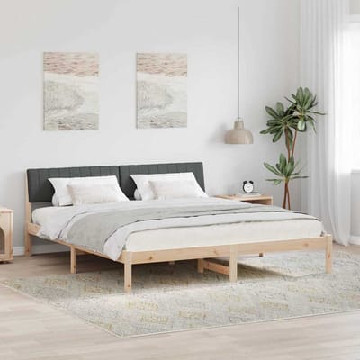 vidaXL - Bedframe - Bruin - en - donkergrijs - 180 - x - 200 - cm - Massief - grenenhout