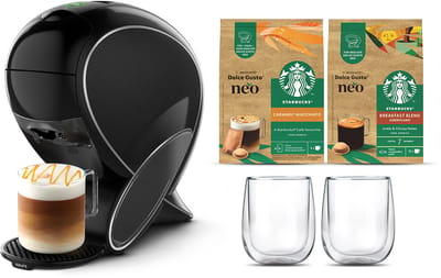 Krups NESCAFÉ Dolce Gusto NEO YY5892FD – Koffiecupmachine - Latte Koffiemachine Bundle met 2 Starbucks mugs en Americano + Latte Macchiato Caramel koffie