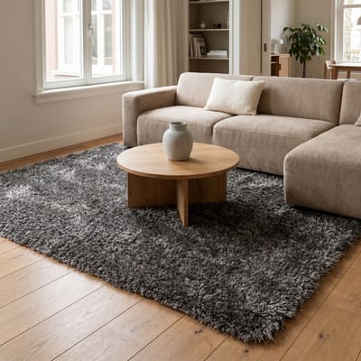 DÉJA Living Vloerkleed 240x340cm - Hoogpolig Lichtgrijs Stof - Lavar Mix