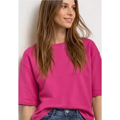 Sweatshirt met korte mouwen en ronde hals