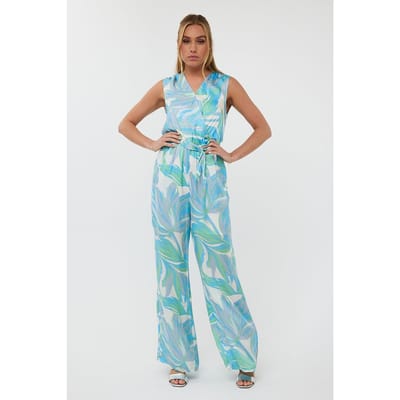 EsQualo Jumpsuit Electric Waves Print Maat: 34 | Jumpsuits Outlet | Dames | Blauw